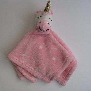 HB Unicorn Lovey Pink White Stars Plush Baby Security Blanket Hudson 2021 14”